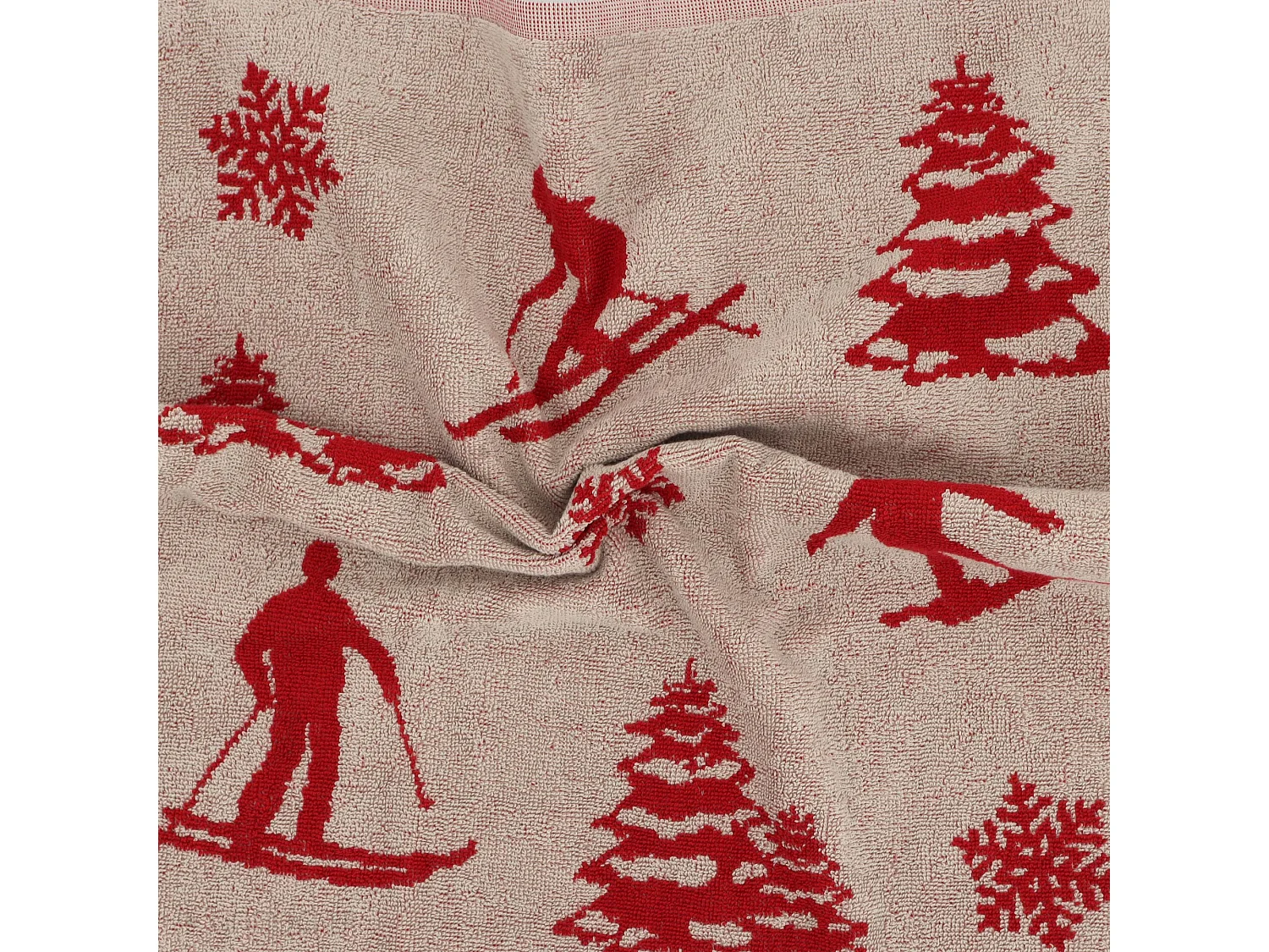 Lot de 2 torchons de cuisine éponge 50x50 cm coton SKI rouge