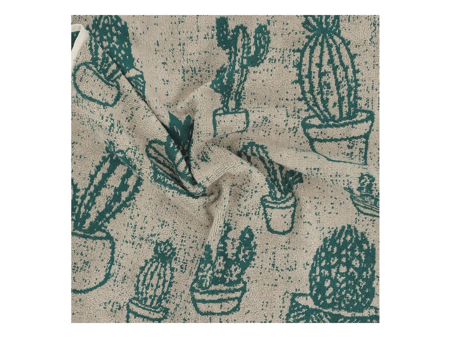 Lot de 2 torchons de cuisine éponge 50x50 cm coton CACTUS vert