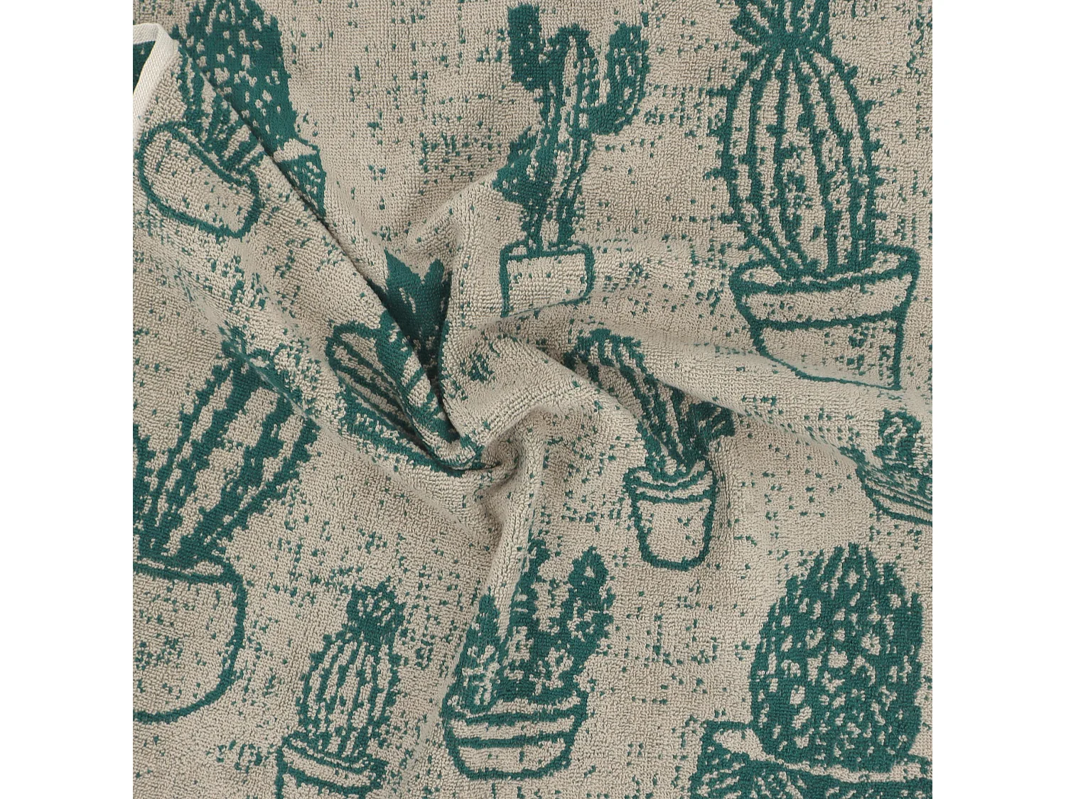 Lot de 2 torchons de cuisine éponge 50x50 cm coton CACTUS vert