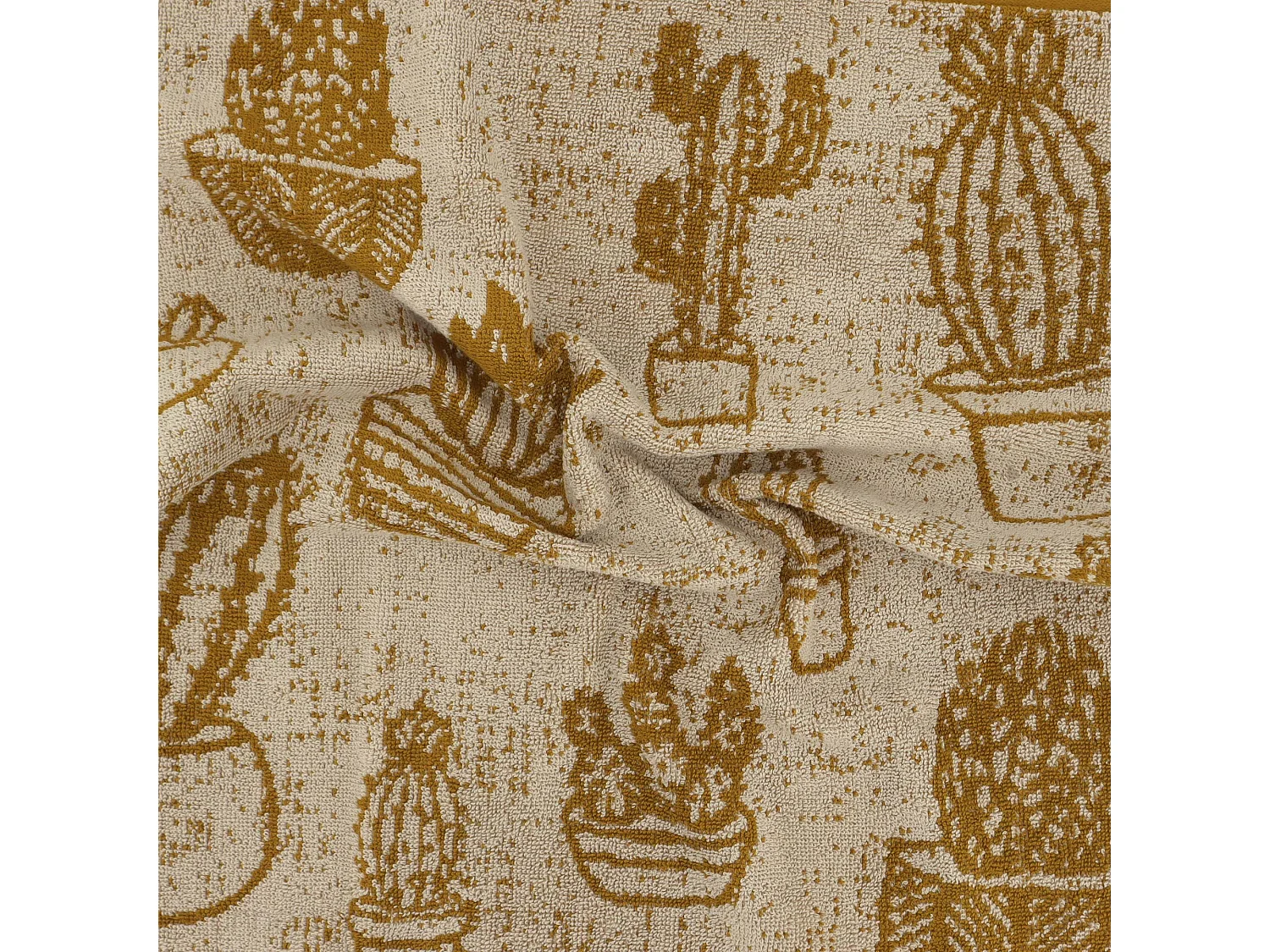 Lot de 2 torchons de cuisine éponge 50x50 cm coton CACTUS jaune