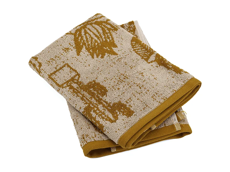 Lot de 2 torchons de cuisine éponge 50x50 cm coton CACTUS jaune