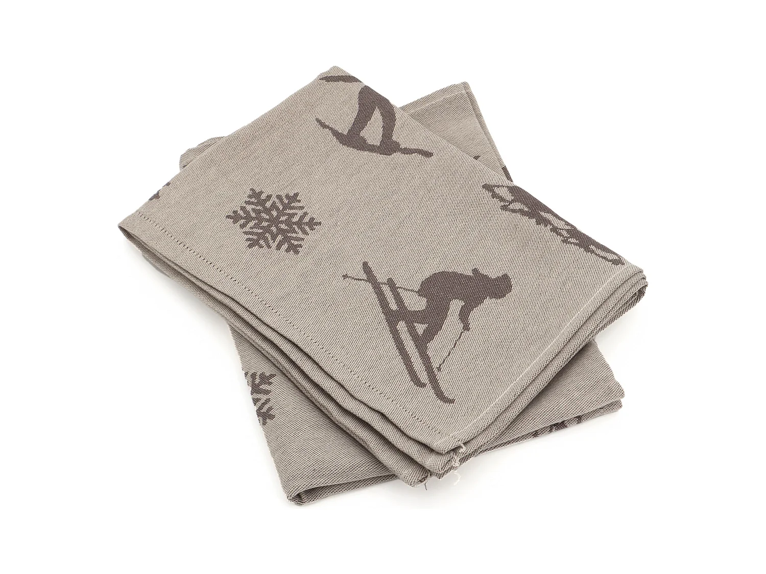 Lot de 2 torchons de cuisine toile 50x70 cm coton SKI marron