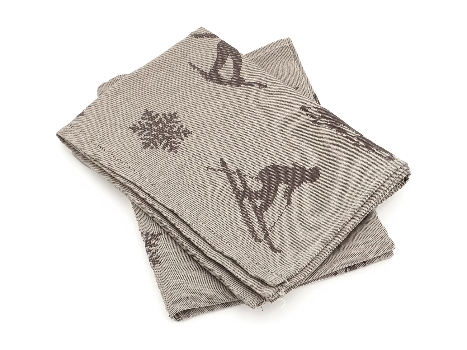 Lot de 2 torchons de cuisine toile 50x70 cm coton SKI marron