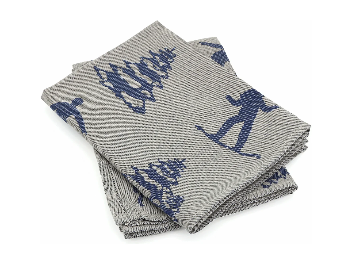 Lot de 2 torchons de cuisine toile 50x70 cm coton SKI bleu