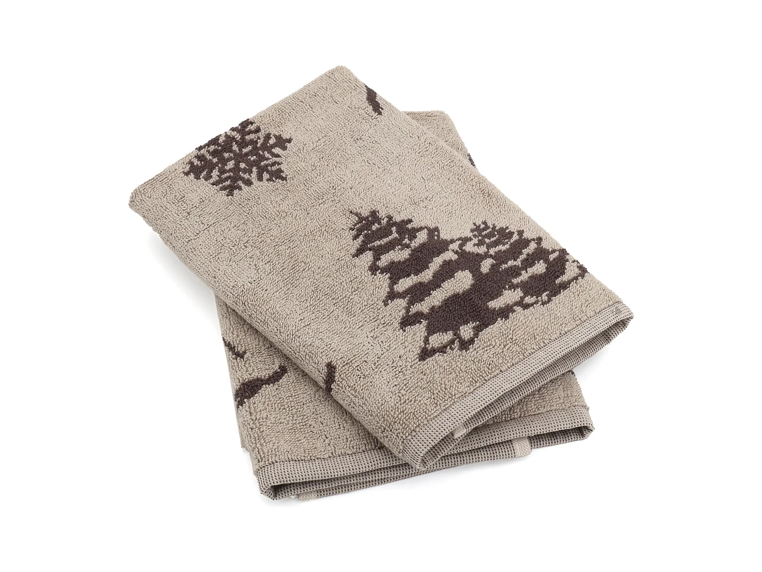 Lot de 2 torchons de cuisine éponge 50x50 cm coton SKI marron