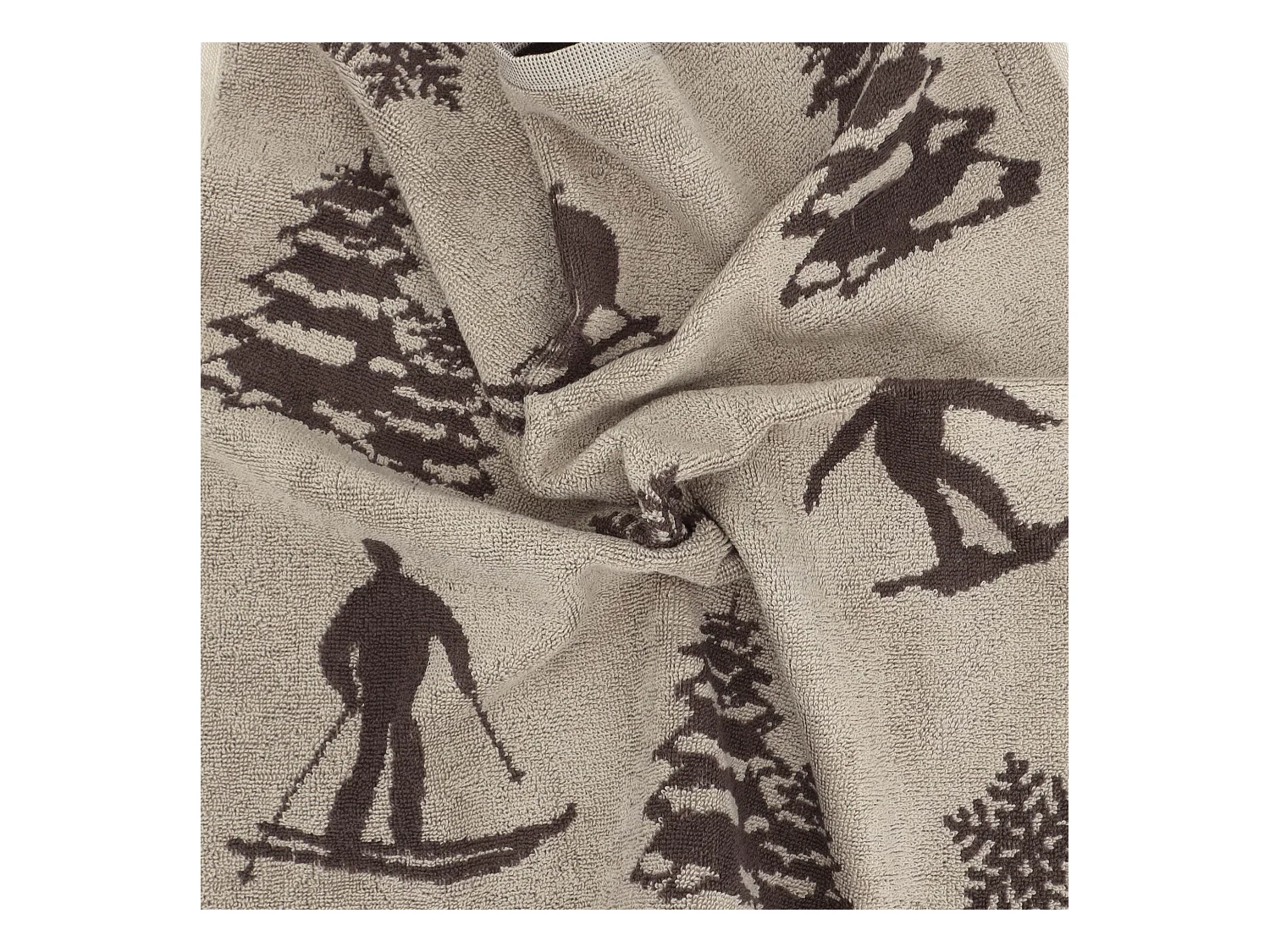 Lot de 2 torchons de cuisine éponge 50x50 cm coton SKI marron