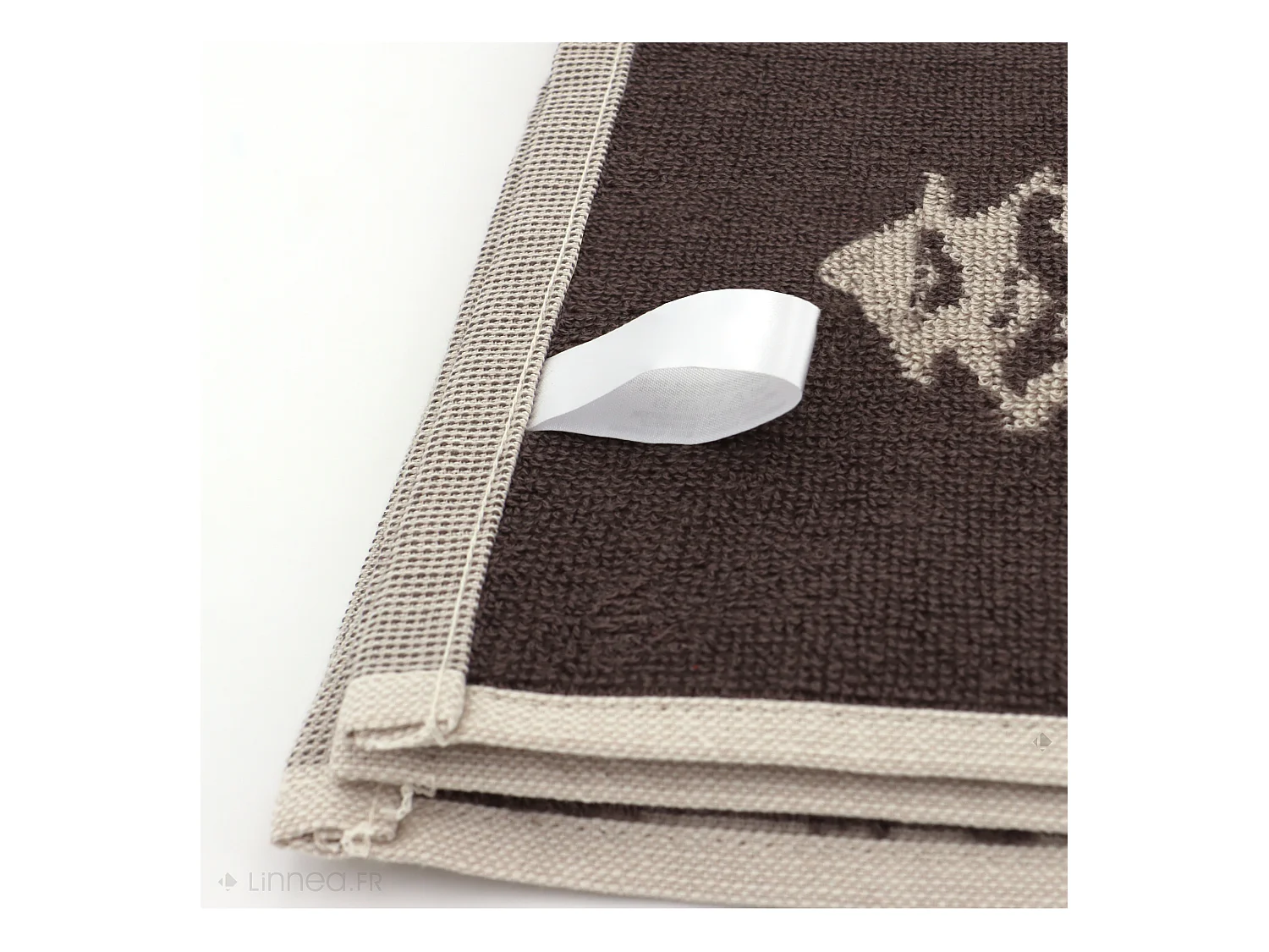 Lot de 2 torchons de cuisine éponge 50x50 cm coton SKI marron