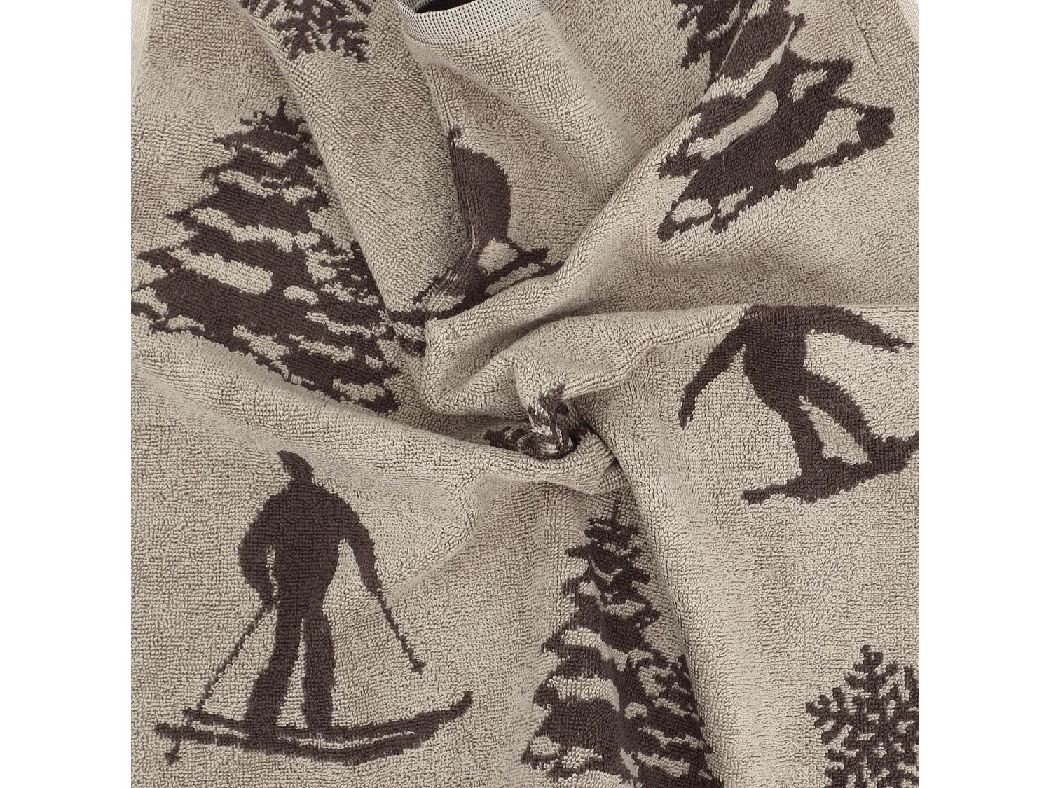 Lot de 2 torchons de cuisine éponge 50x50 cm coton SKI marron