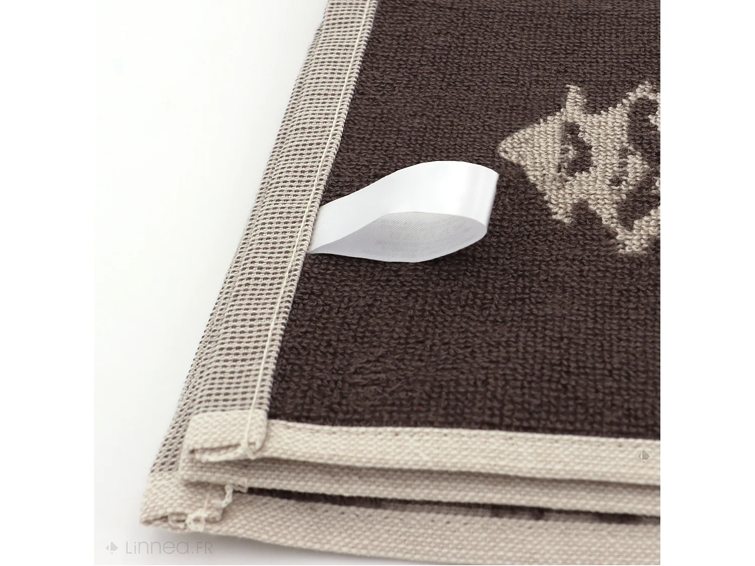 Lot de 2 torchons de cuisine éponge 50x50 cm coton SKI marron