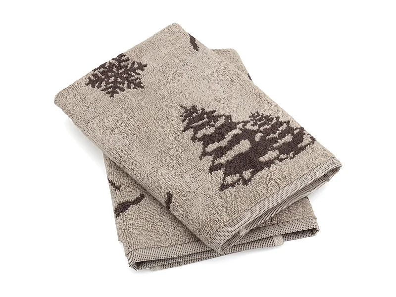 Lot de 2 torchons de cuisine éponge 50x50 cm coton SKI marron