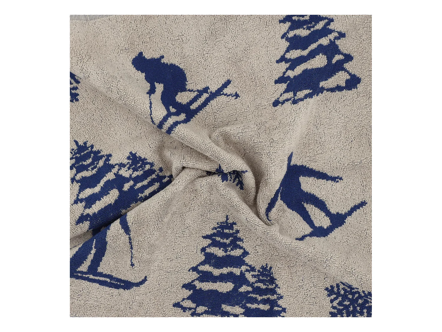 Lot de 2 torchons de cuisine éponge 50x50 cm coton SKI bleu