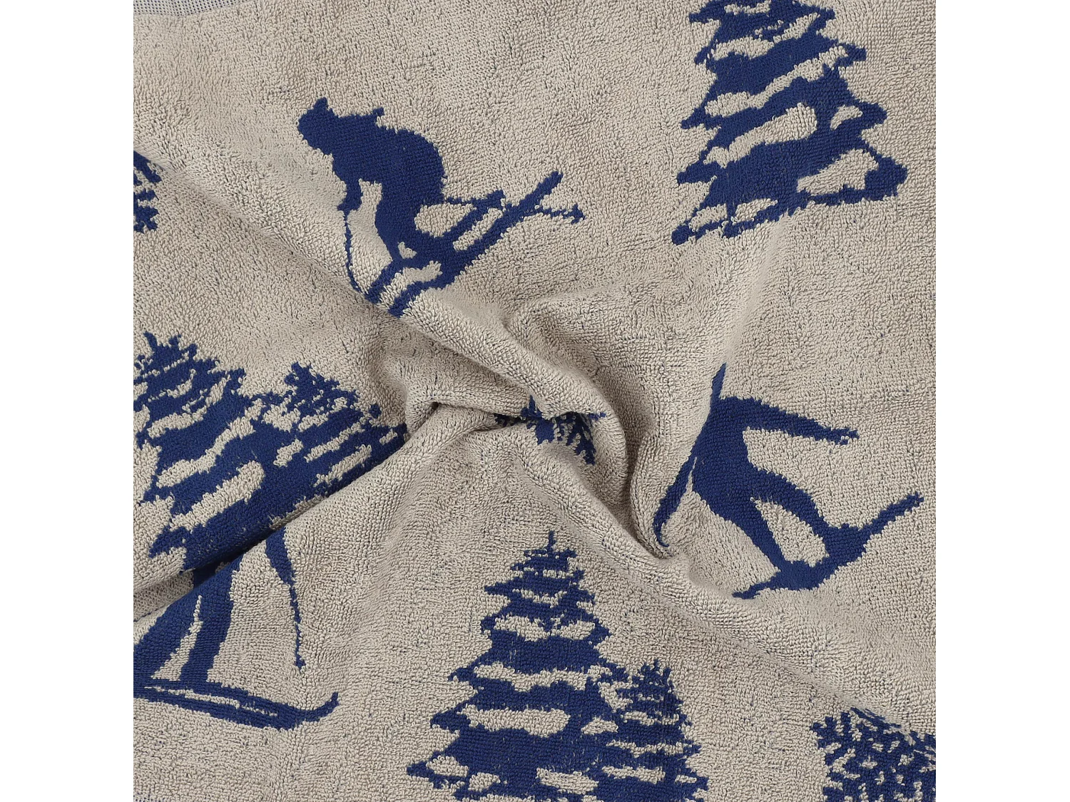 Lot de 2 torchons de cuisine éponge 50x50 cm coton SKI bleu