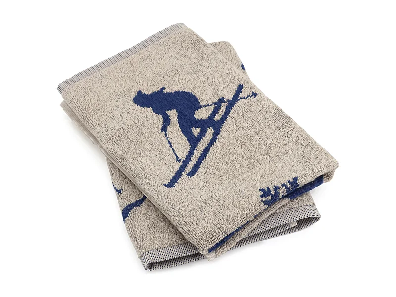 Lot de 2 torchons de cuisine éponge 50x50 cm coton SKI bleu