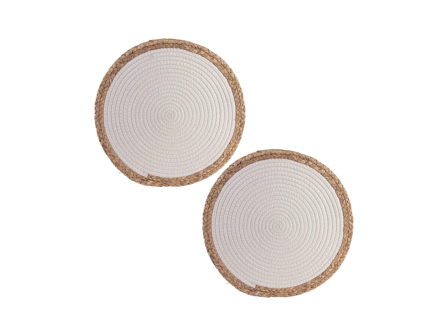 Lot de 2 sets de table rond 38 cm TRESSE Blanc