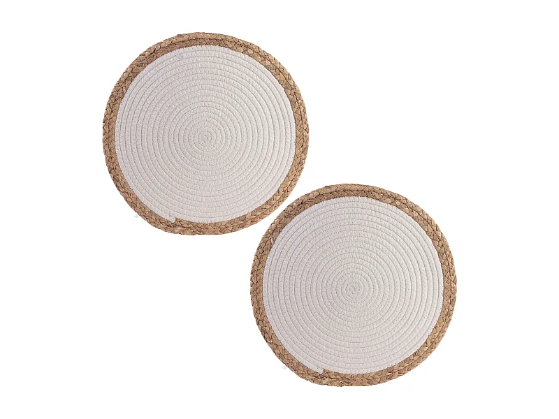 Lot de 2 sets de table rond 38 cm TRESSE Blanc