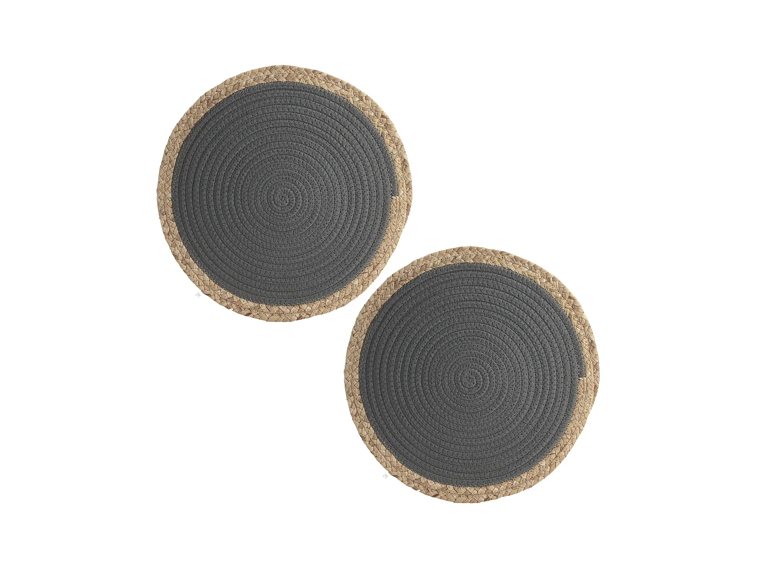 Lot de 2 sets de table rond 38 cm TRESSE Gris
