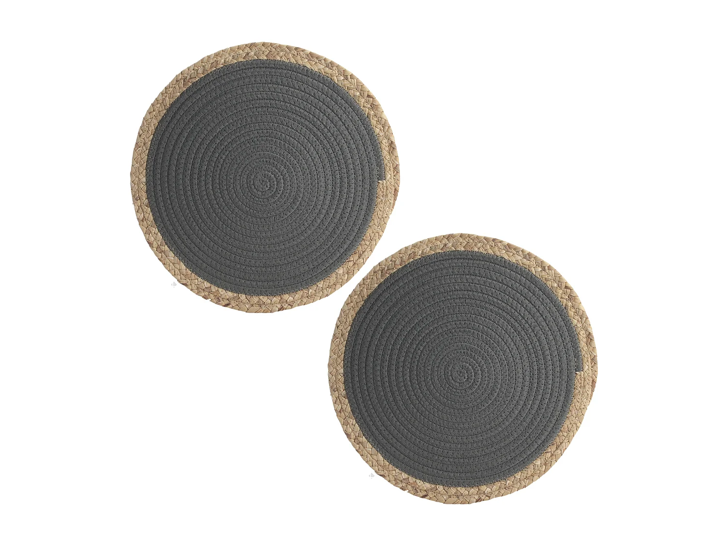 Lot de 2 sets de table rond 38 cm TRESSE Gris