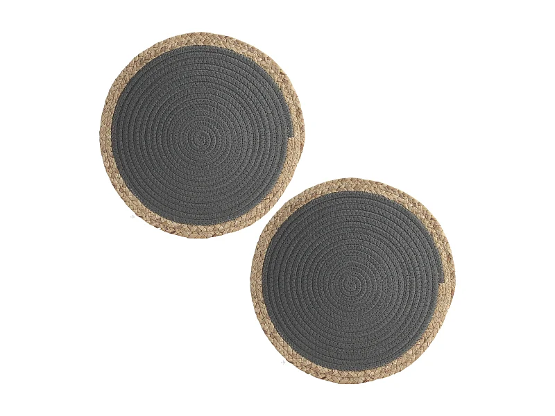 Lot de 2 sets de table rond 38 cm TRESSE Gris