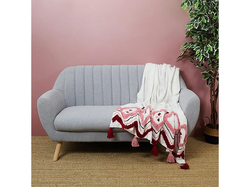 Jeté de canapé 130x150 cm coton JAIPUR rose