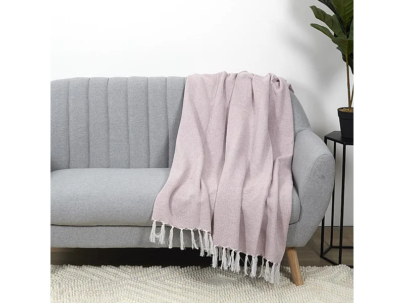 Jeté de canapé chevrons 120x150 cm ZIGZAG rose