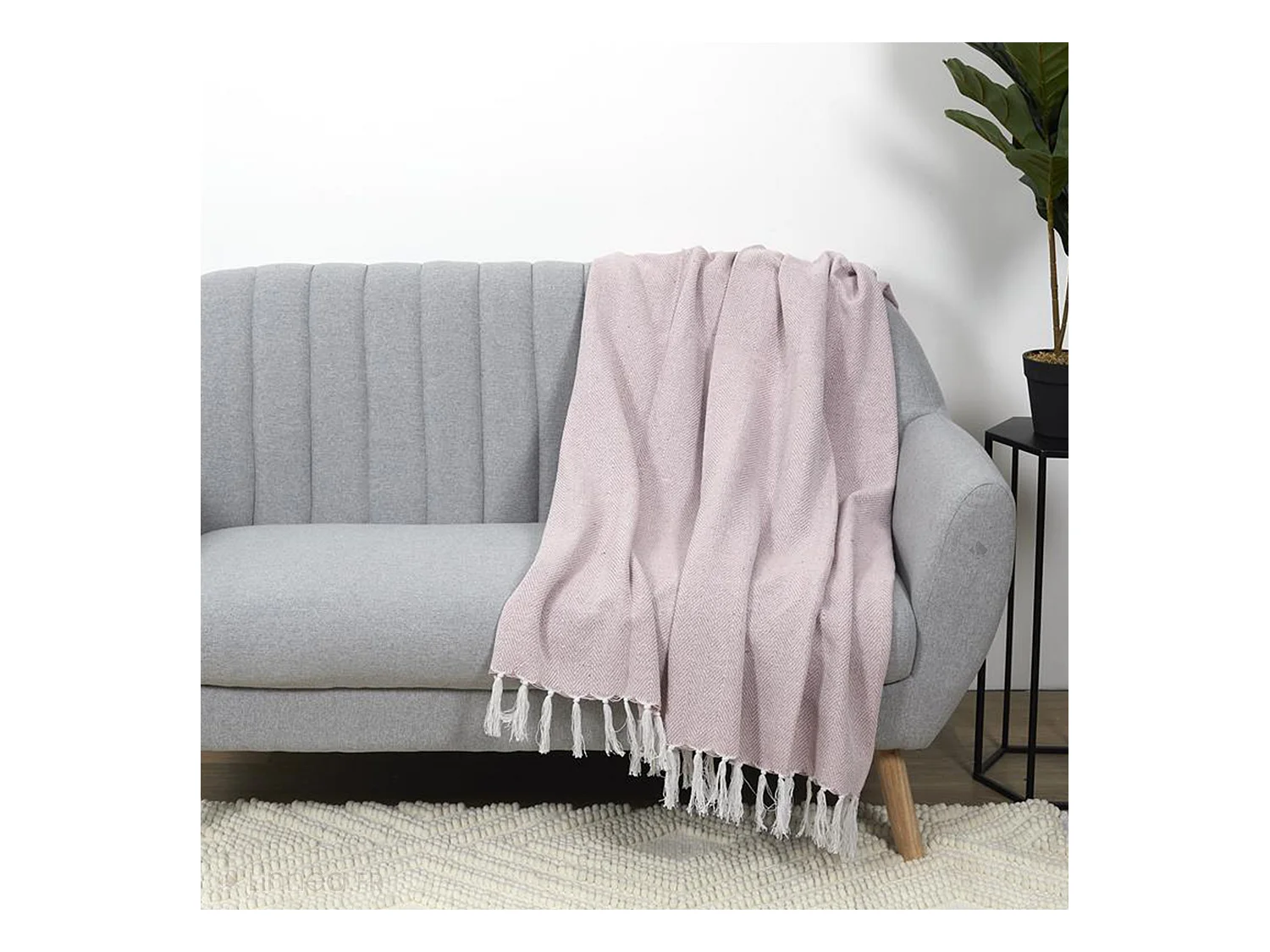 Jeté de canapé chevrons 120x150 cm ZIGZAG rose