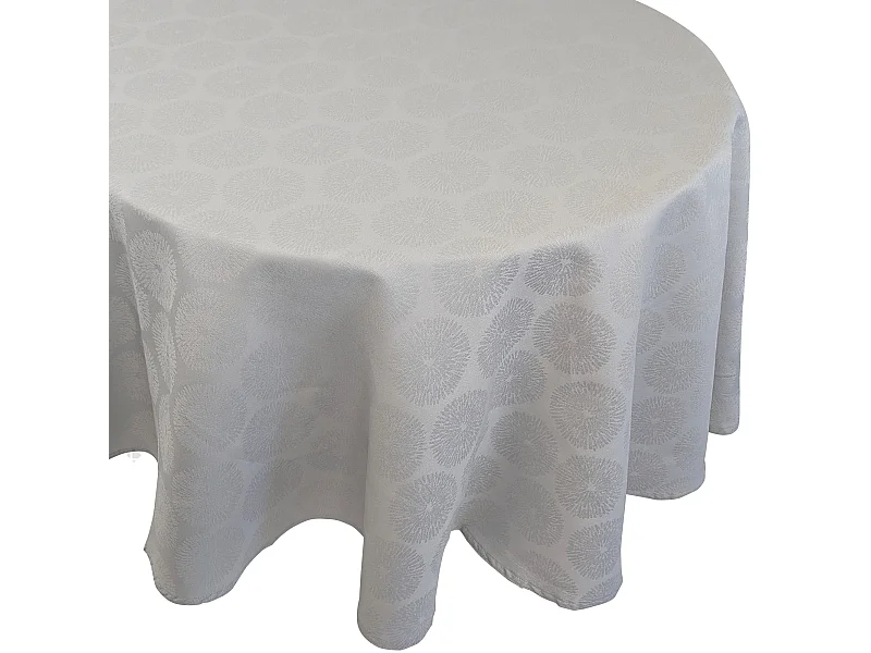 Nappe ovale 180x300 cm HÉLIOS Perle coton + enduction acrylique