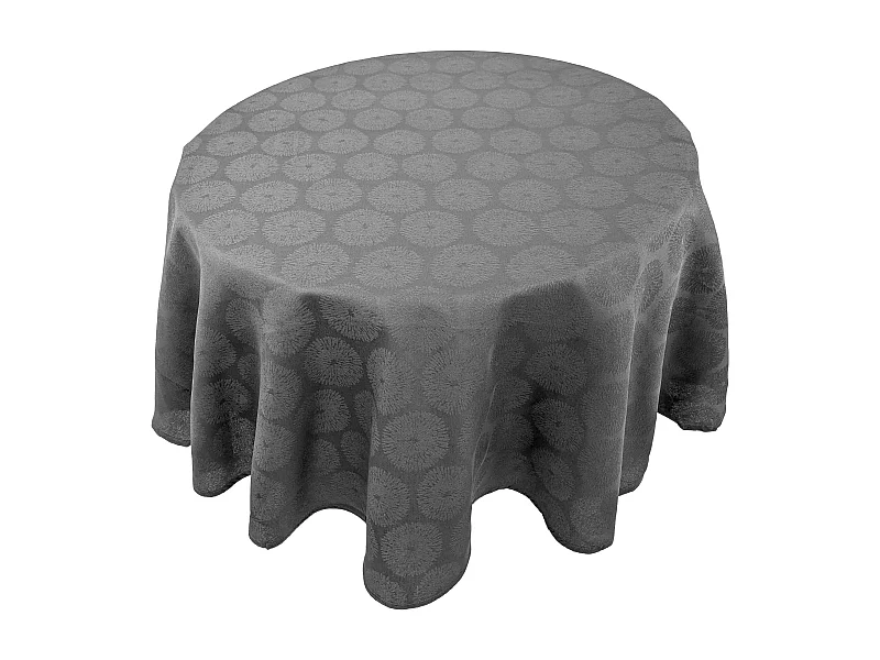 Nappe ronde 180 cm HÉLIOS Anthracite Jacquard coton
