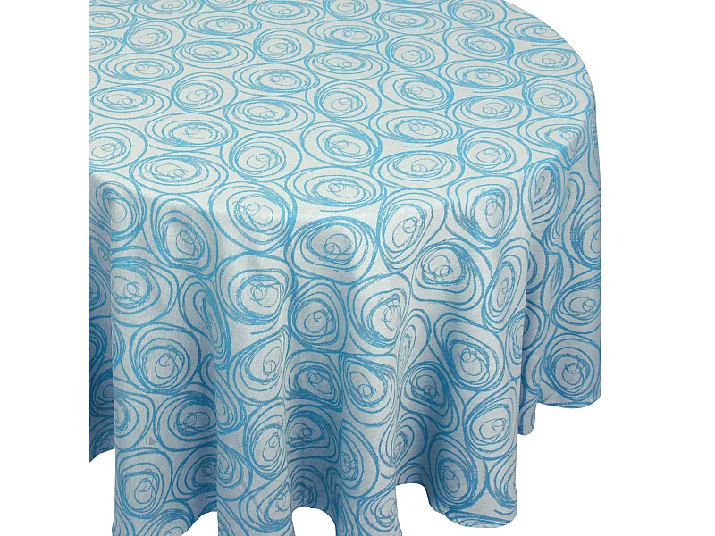Nappe ovale 180x300 cm Jacquard coton SPIRALE bleu turquoise