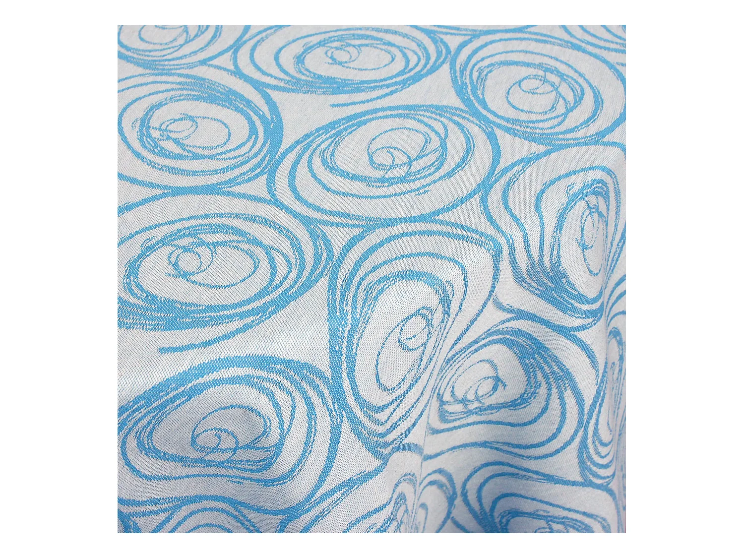Nappe ovale 180x300 cm Jacquard coton SPIRALE bleu turquoise