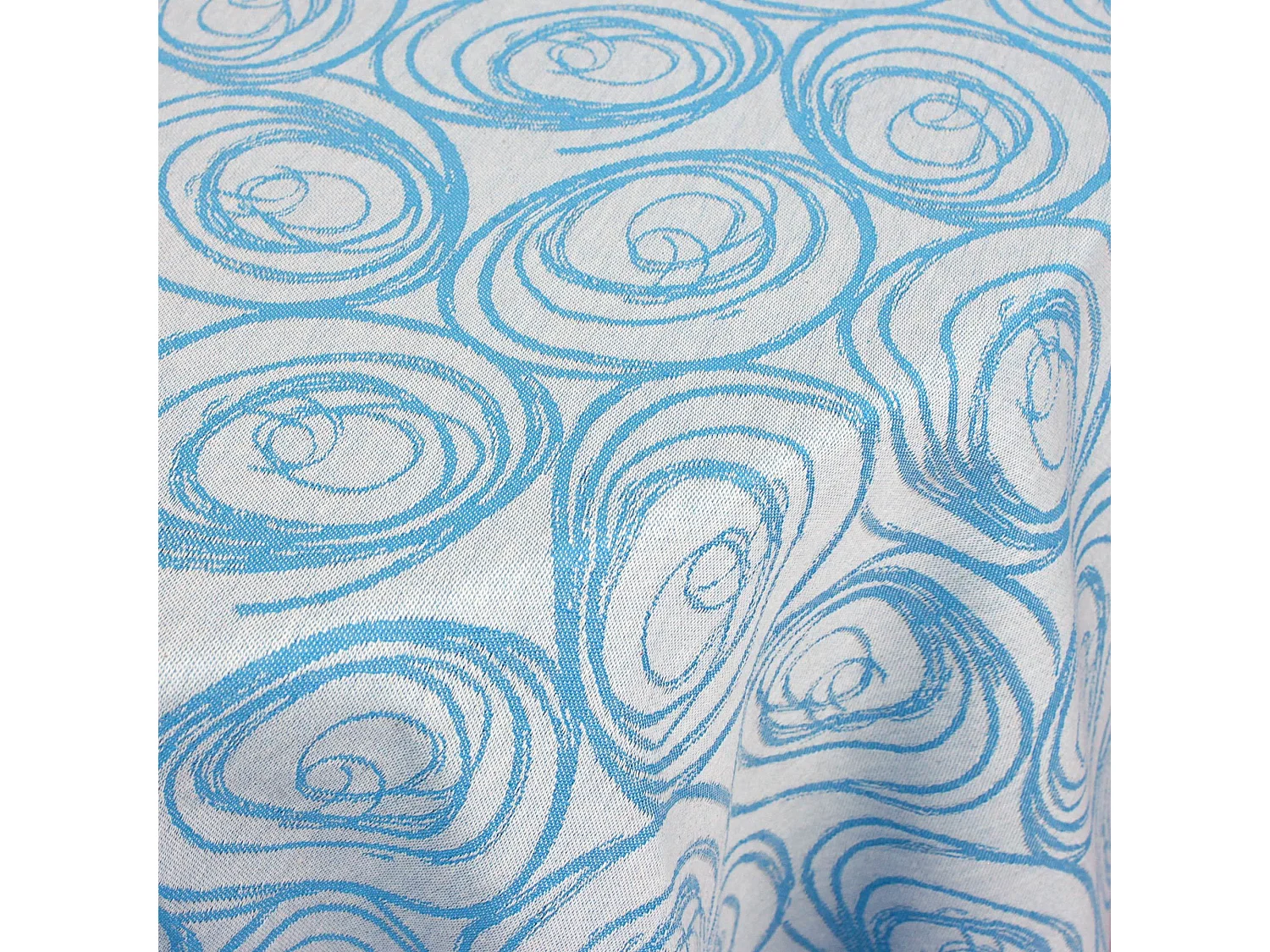 Nappe ovale 180x300 cm Jacquard coton SPIRALE bleu turquoise