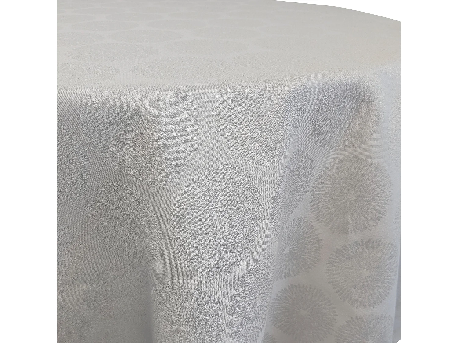 Nappe ronde 180 cm HÉLIOS Perle Jacquard coton
