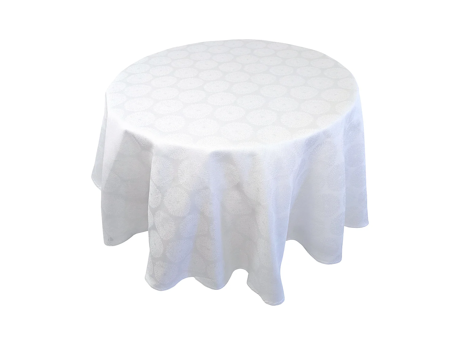 Nappe ronde 180 cm HÉLIOS Blanc Jacquard coton