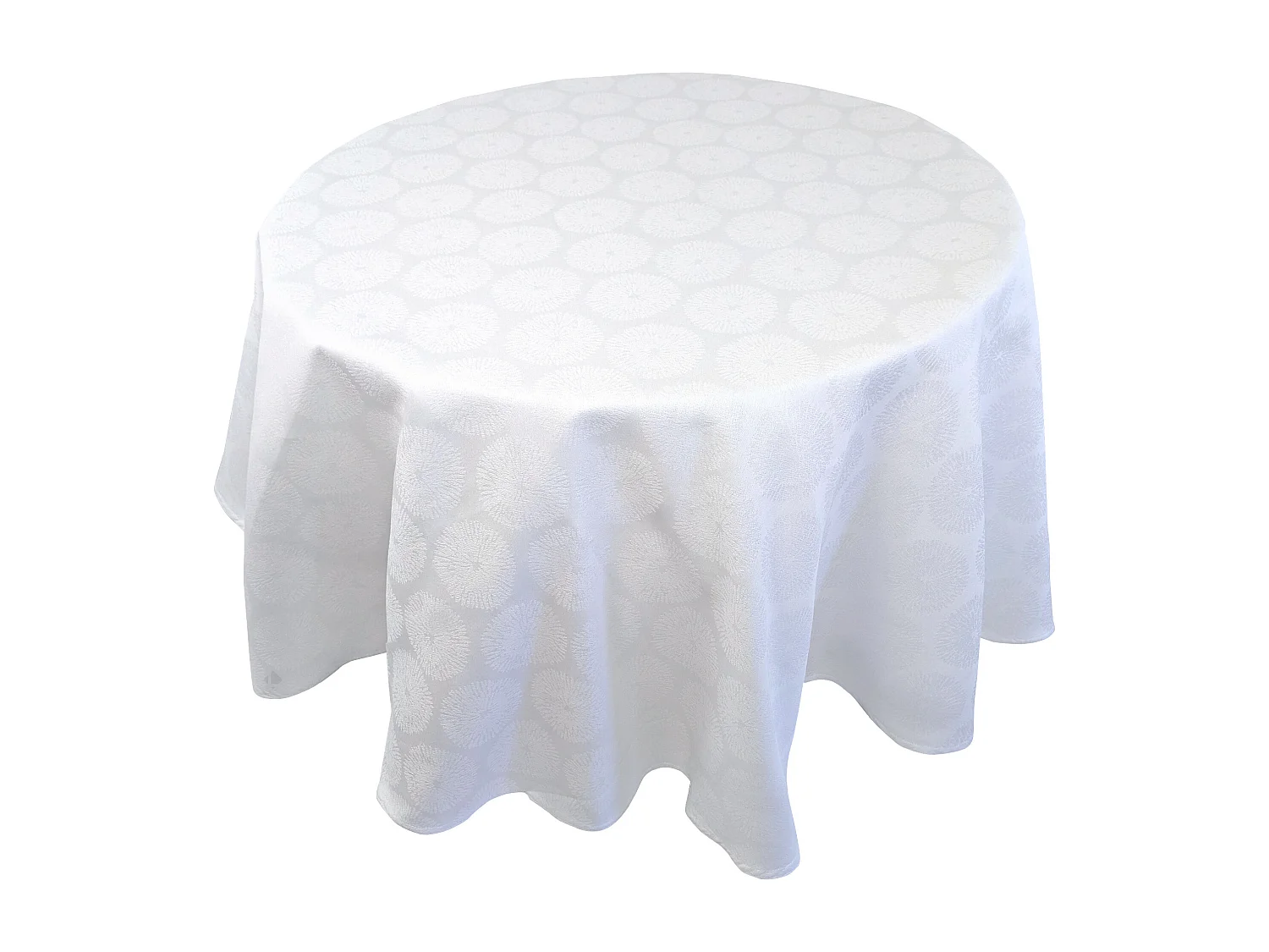Nappe ronde 180 cm HÉLIOS Blanc Jacquard coton