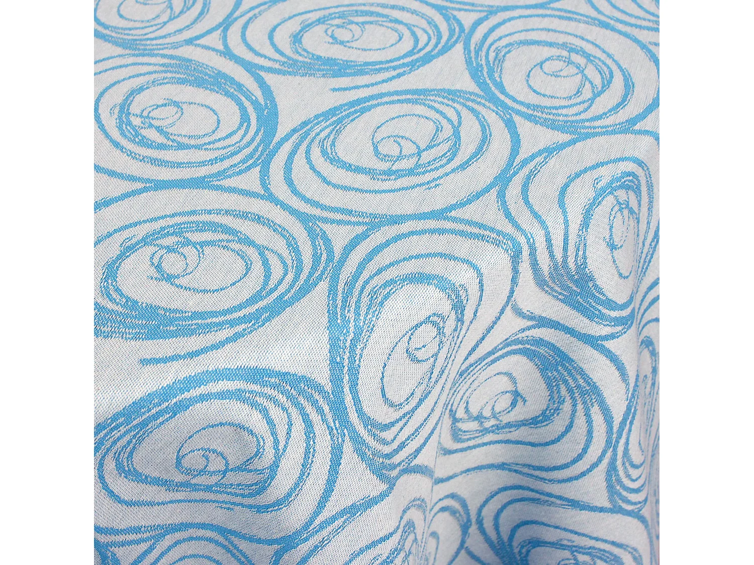 Nappe ovale 180x240 cm Jacquard coton SPIRALE bleu turquoise