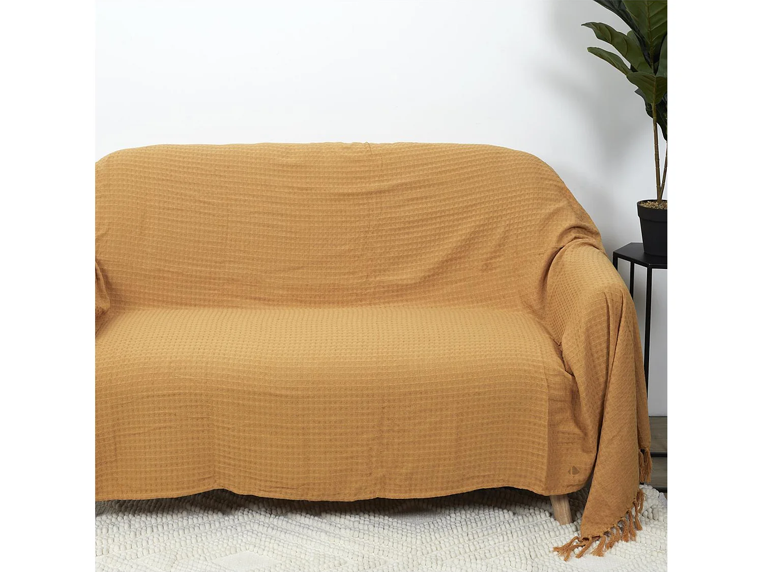 Jeté de canapé 170x250 cm SOFIA Jaune Ocre