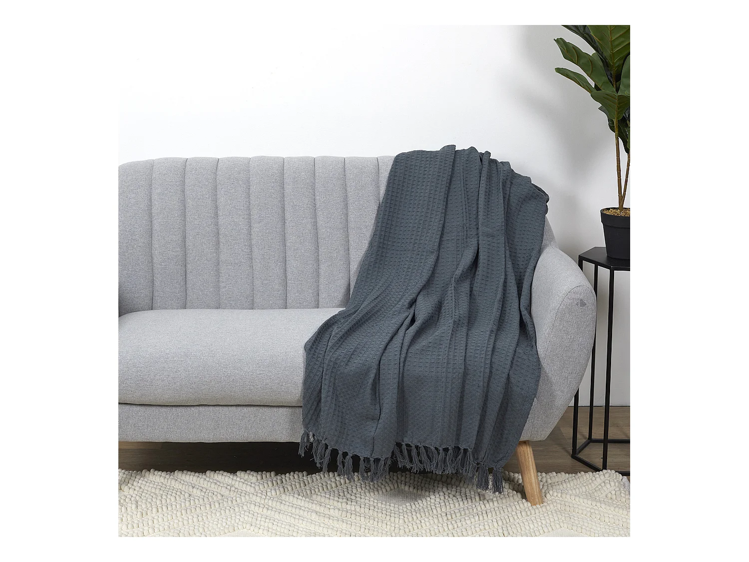 Jeté de canapé 130x160 cm SOFIA Gris Anthracite