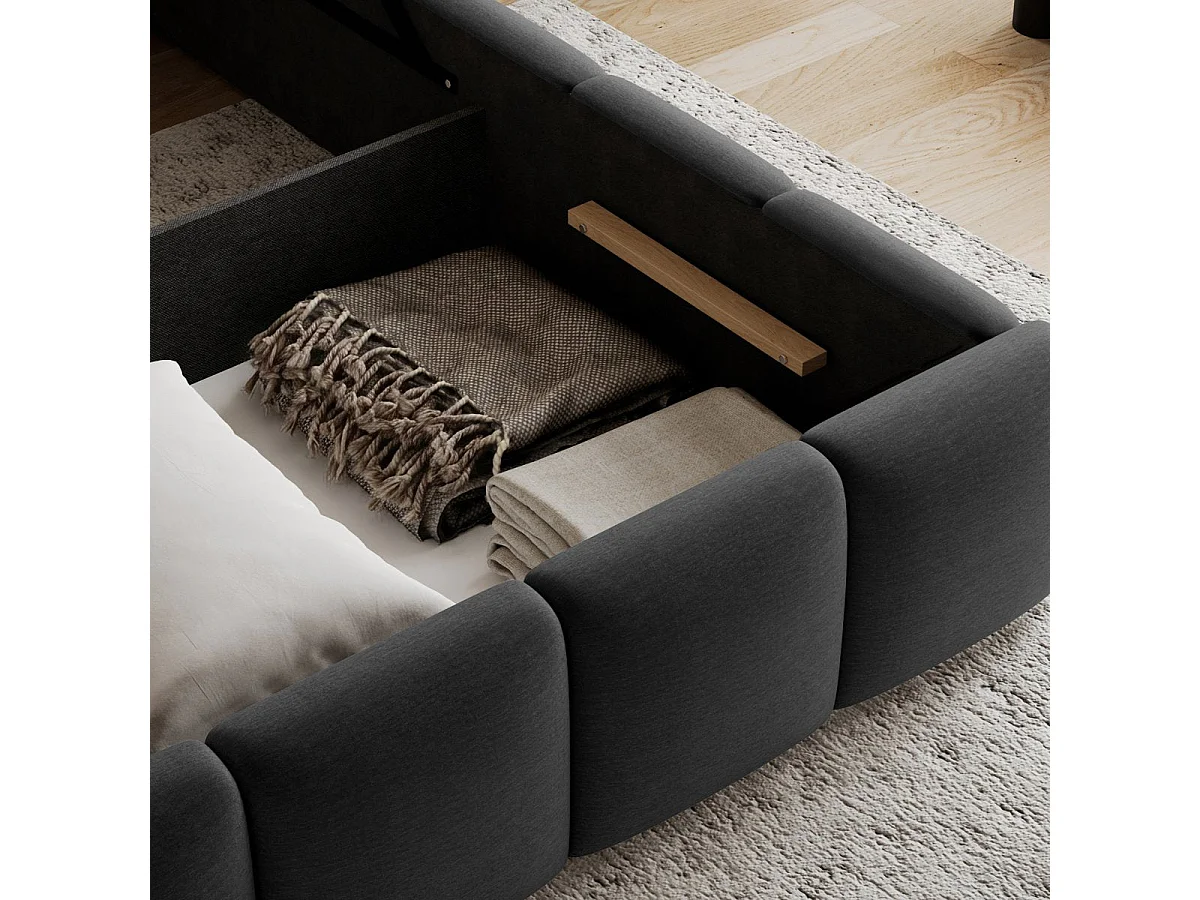 160x200 Storage Bed with Base Included Klaus Velvet Dark Gray