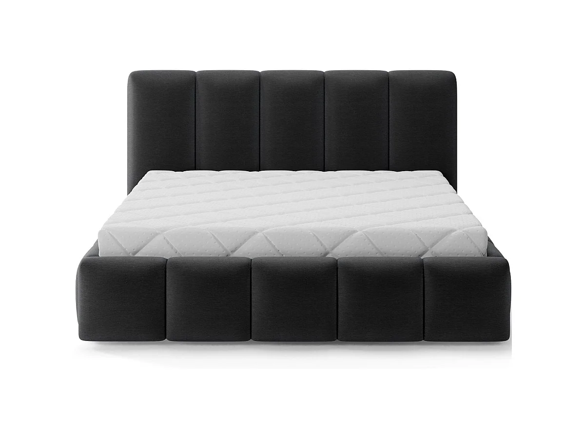 140x200 Bed Mattress Base Included Klaus Velvet Dark Gray
