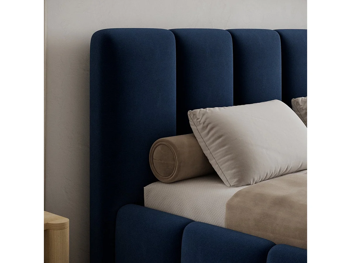 Lit 160x200 sommier inclus Klaus Velours Bleu foncé