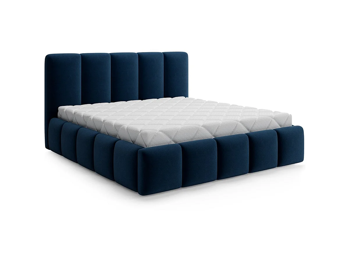 Lit coffre 180x200 sommier inclus Klaus Velours Bleu foncé