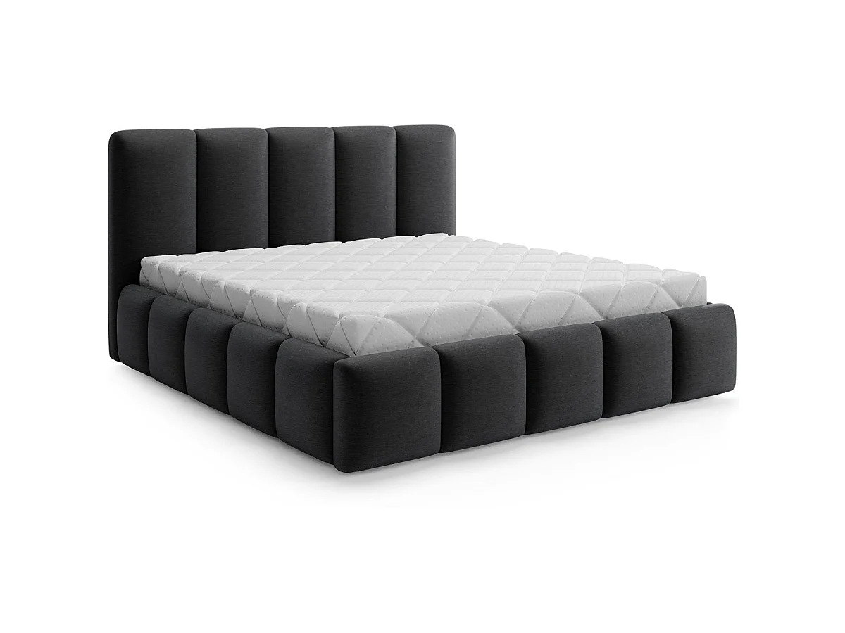 Letto contenitore 140x200 rete inclusa Klaus velluto grigio scuro