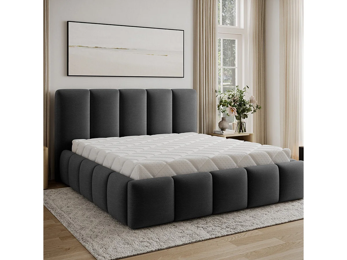 180x200 Storage Bed with Base Included Klaus Velvet Dark Gray