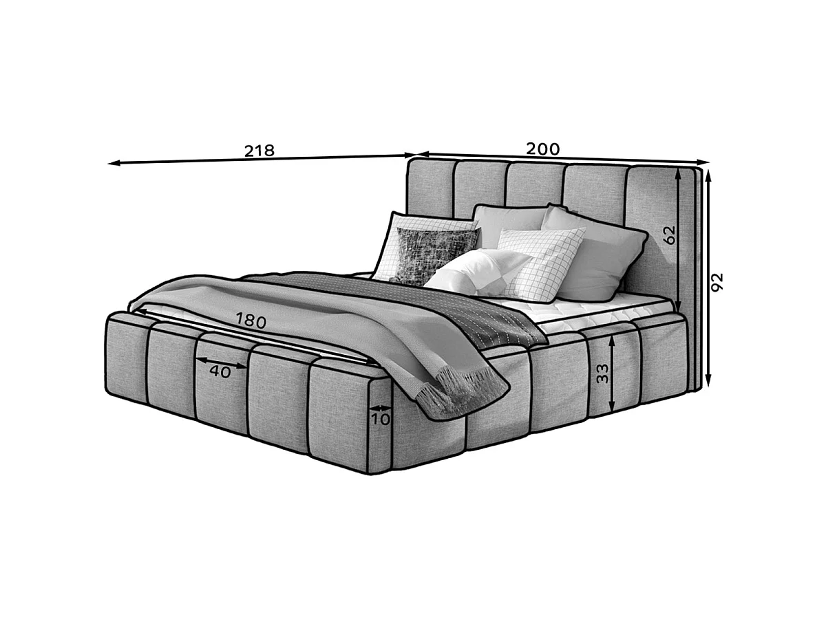 180x200 Storage Bed with Base Included Klaus Velvet Dark Gray