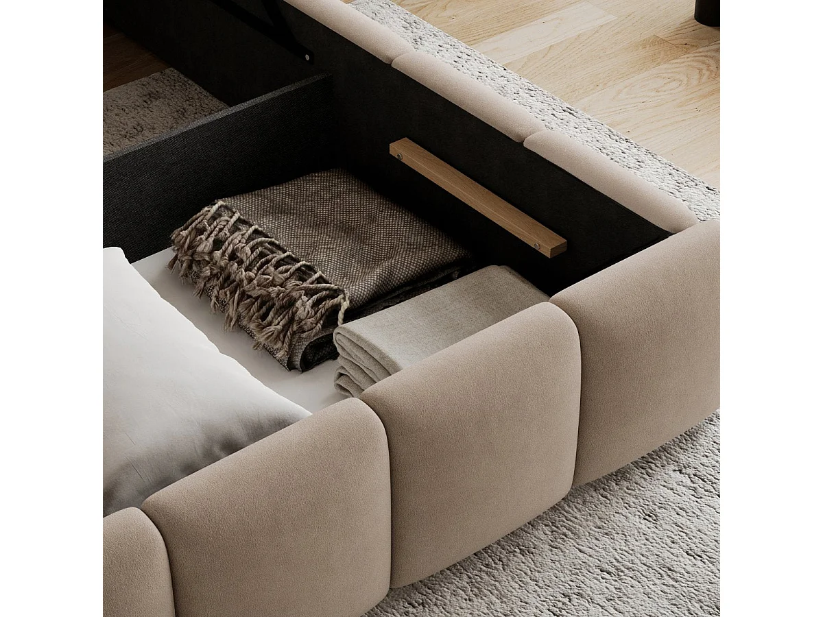 Lit coffre 160x200 sommier inclus Klaus Velours Beige