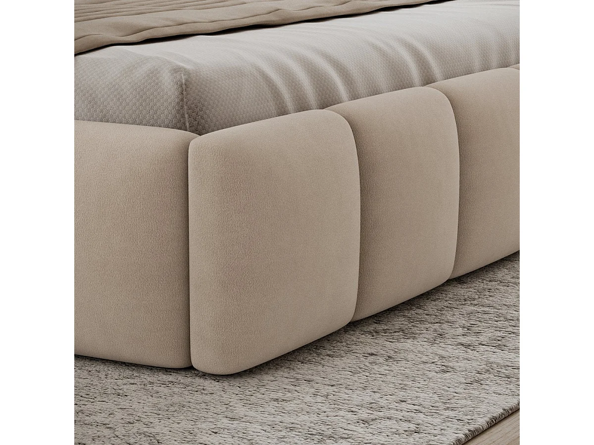 Lit coffre 160x200 sommier inclus Klaus Velours Beige
