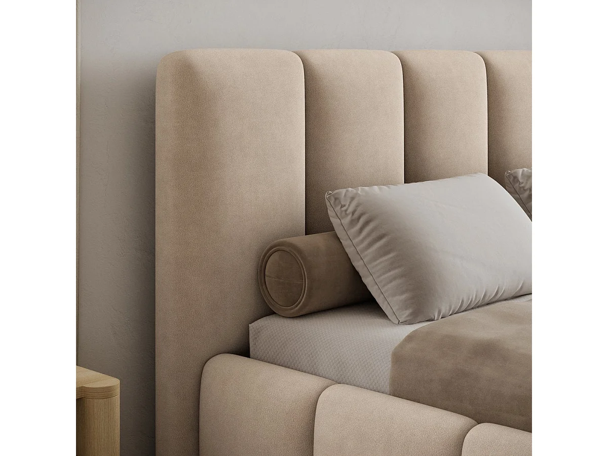 Lit coffre 160x200 sommier inclus Klaus Velours Beige