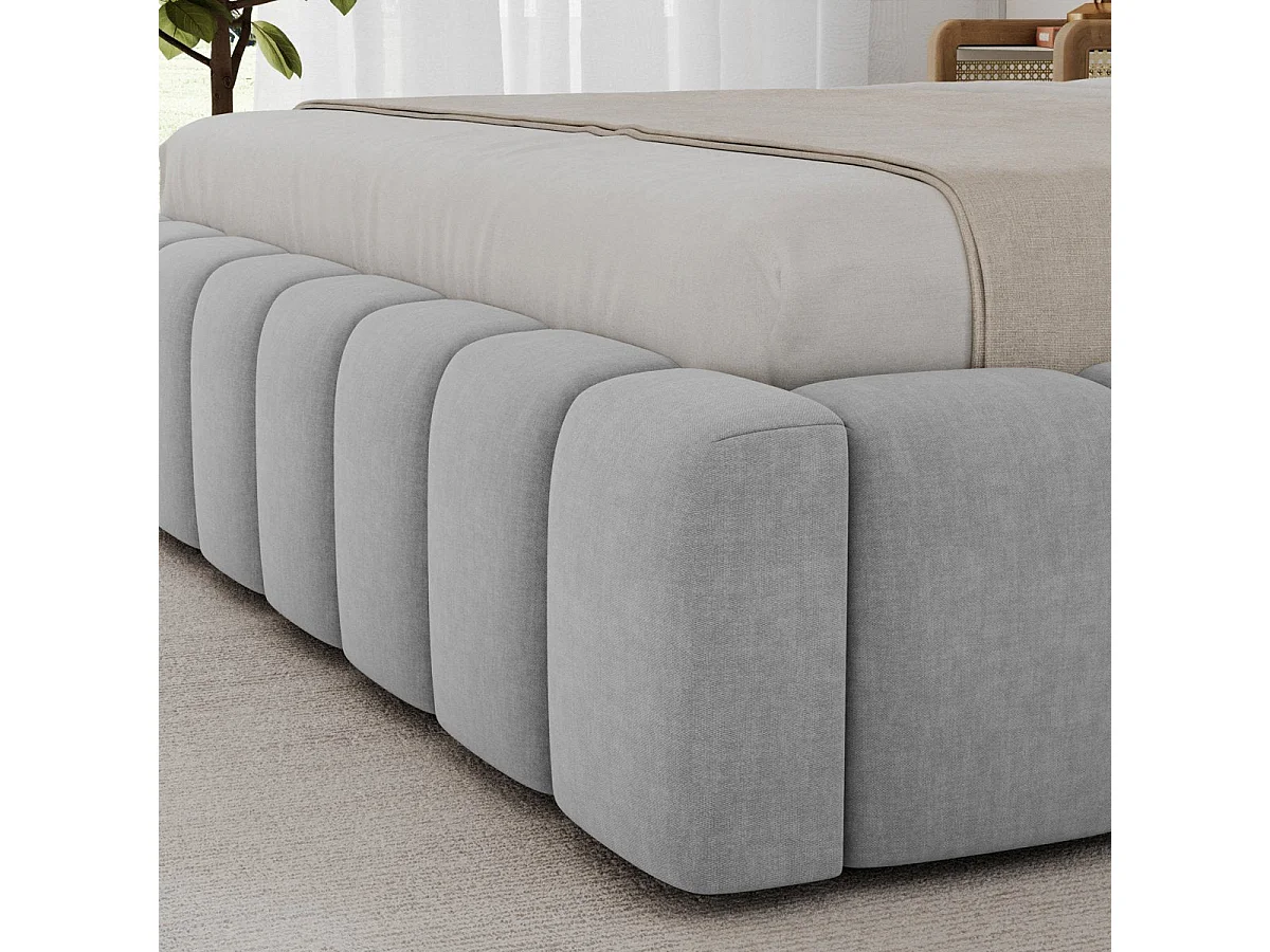 Opbevaringsseng 160x200 sengebund og LED inkluderet Auria Velour Lysegrå