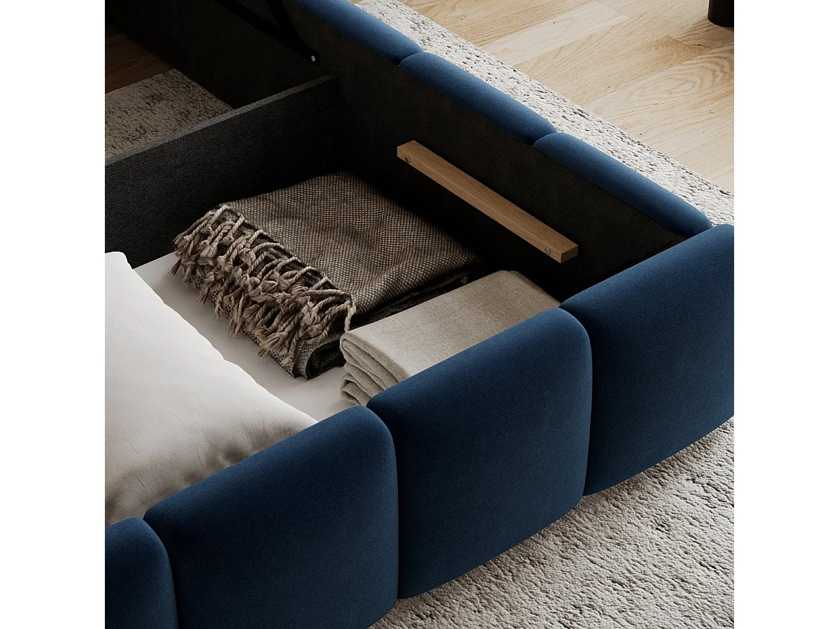 Lit coffre 160x200 sommier inclus Klaus Velours Bleu foncé