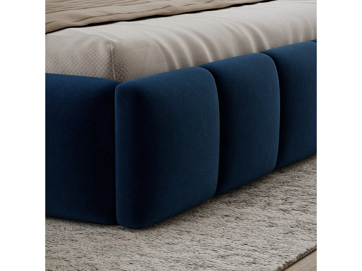 Lit 140x200 sommier inclus Klaus Velours Bleu foncé