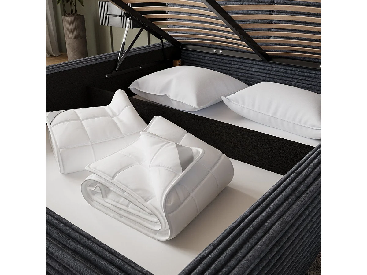 160x200 Storage Bed with Base Included Nox Dark Gray Corduroy